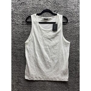 Massimo Dutti NWT Women's White Knitted Sleeveless 100% Cotton Tank Top‎ Size L